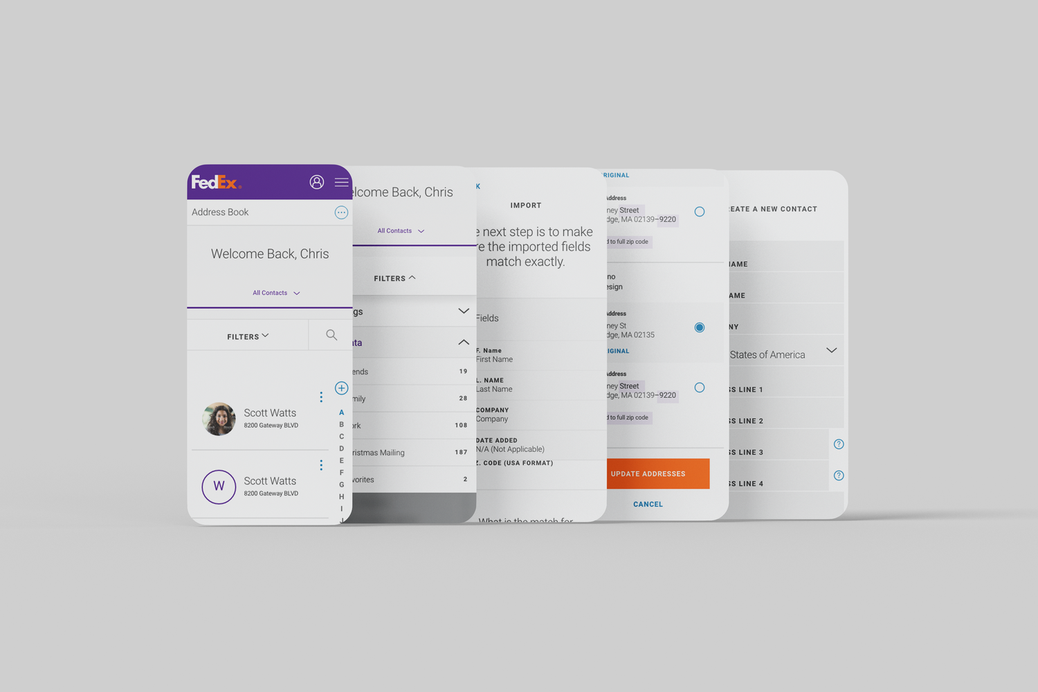 FedEx Address Book redesign