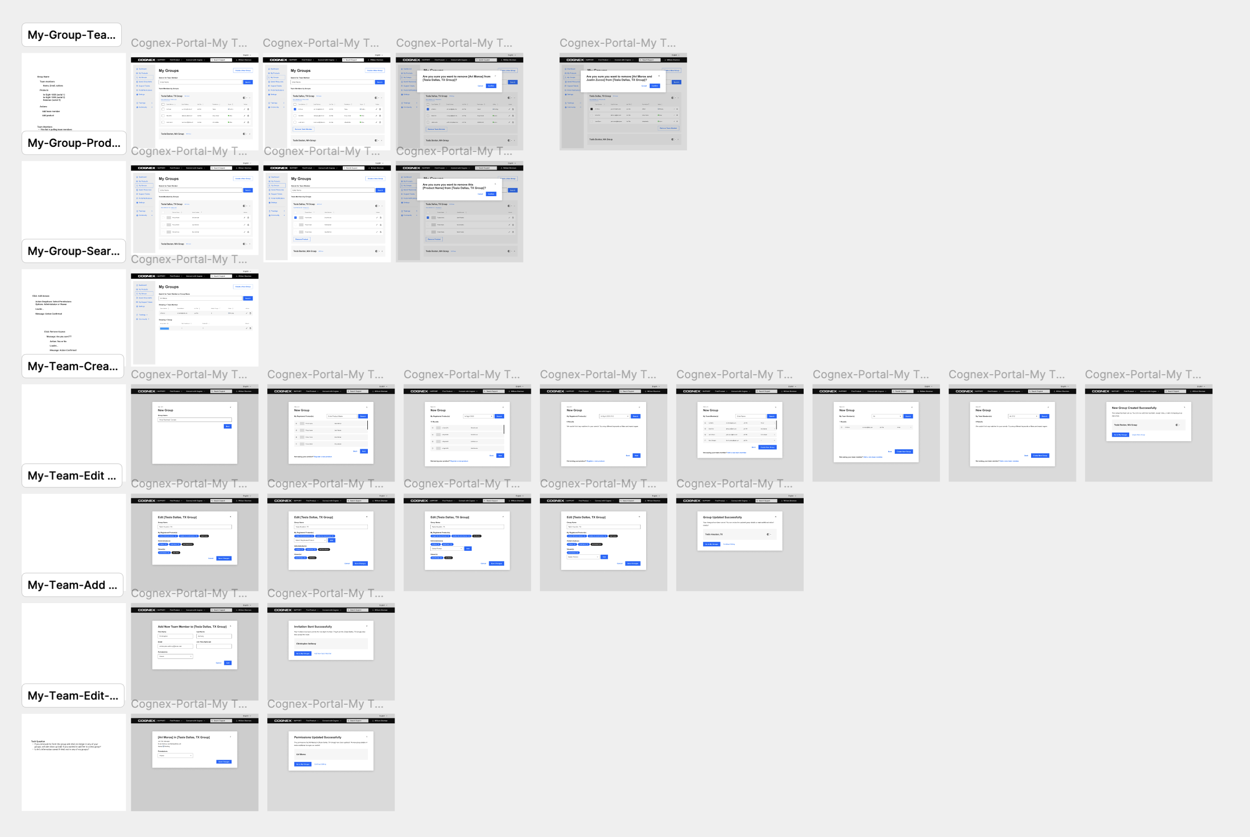 MyCognex portal, team management