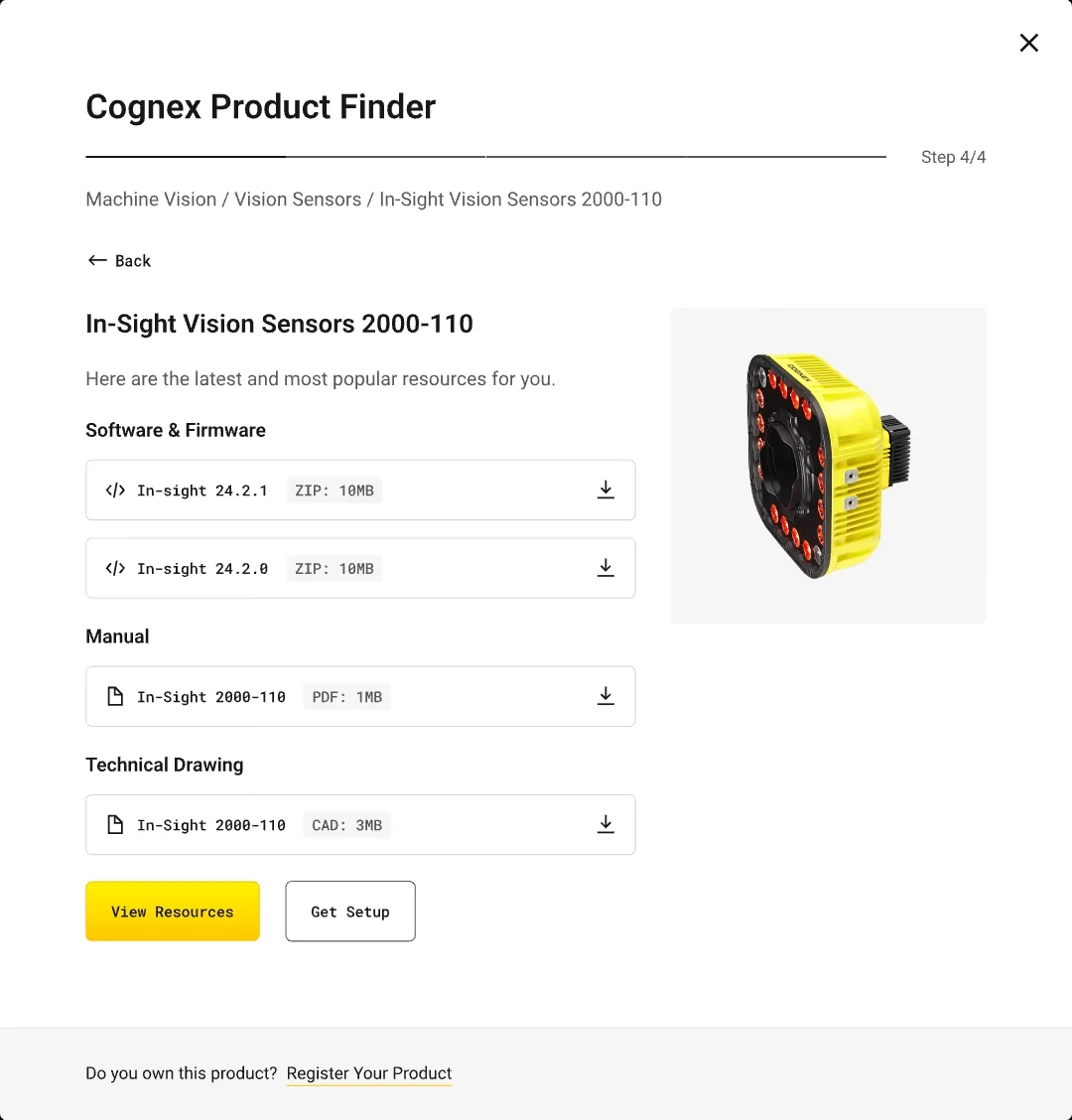 Cognex product modal motion