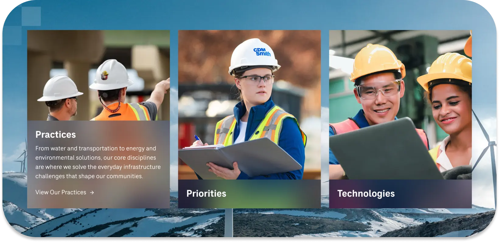 Practices, Priorities, Technologies cards