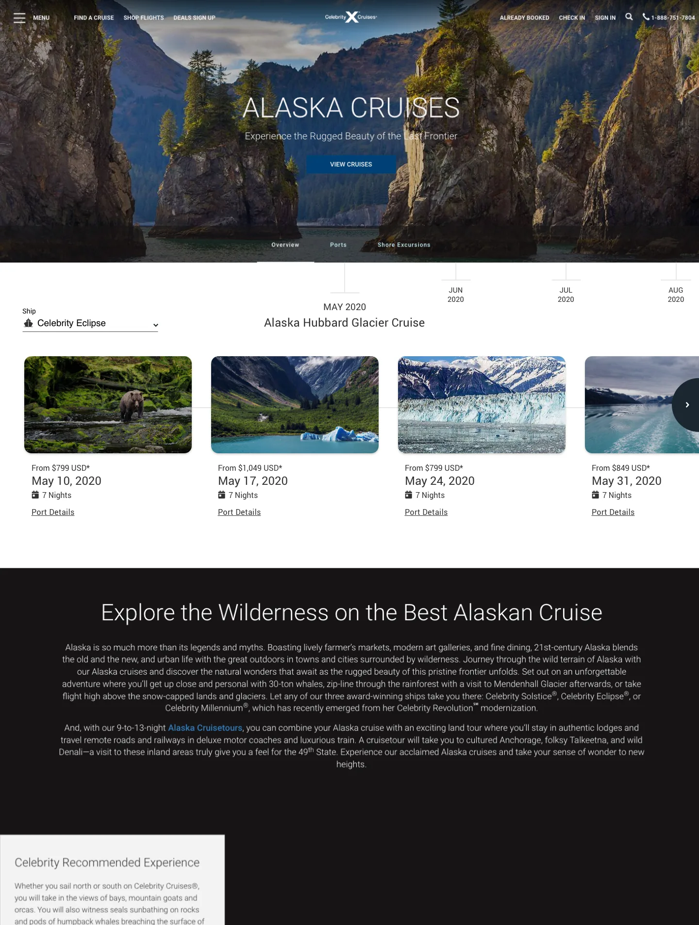 Celebrity Cruises itinerary card