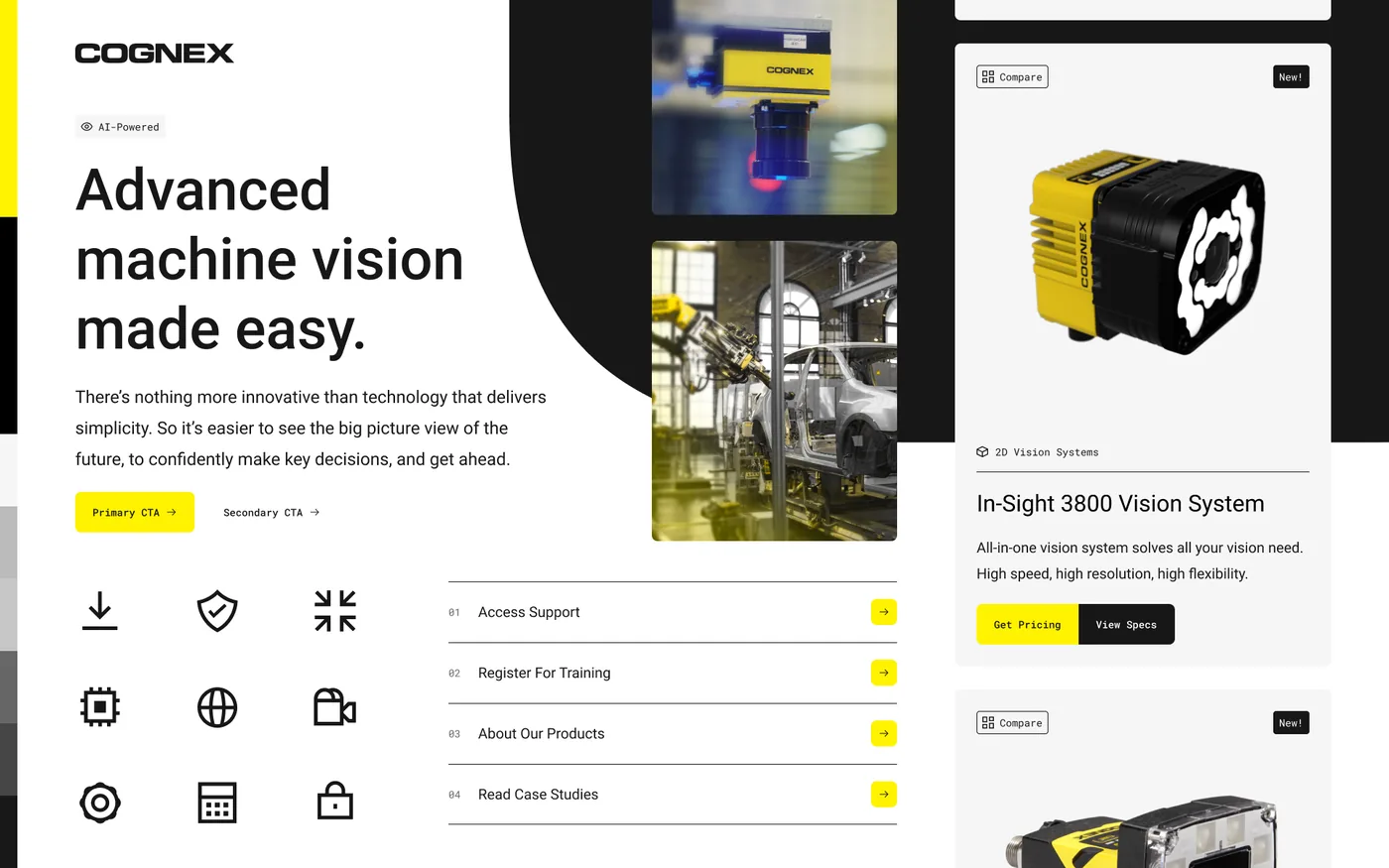 Cognex visual concept 3 — bold and disruptive with curved black lens shapes