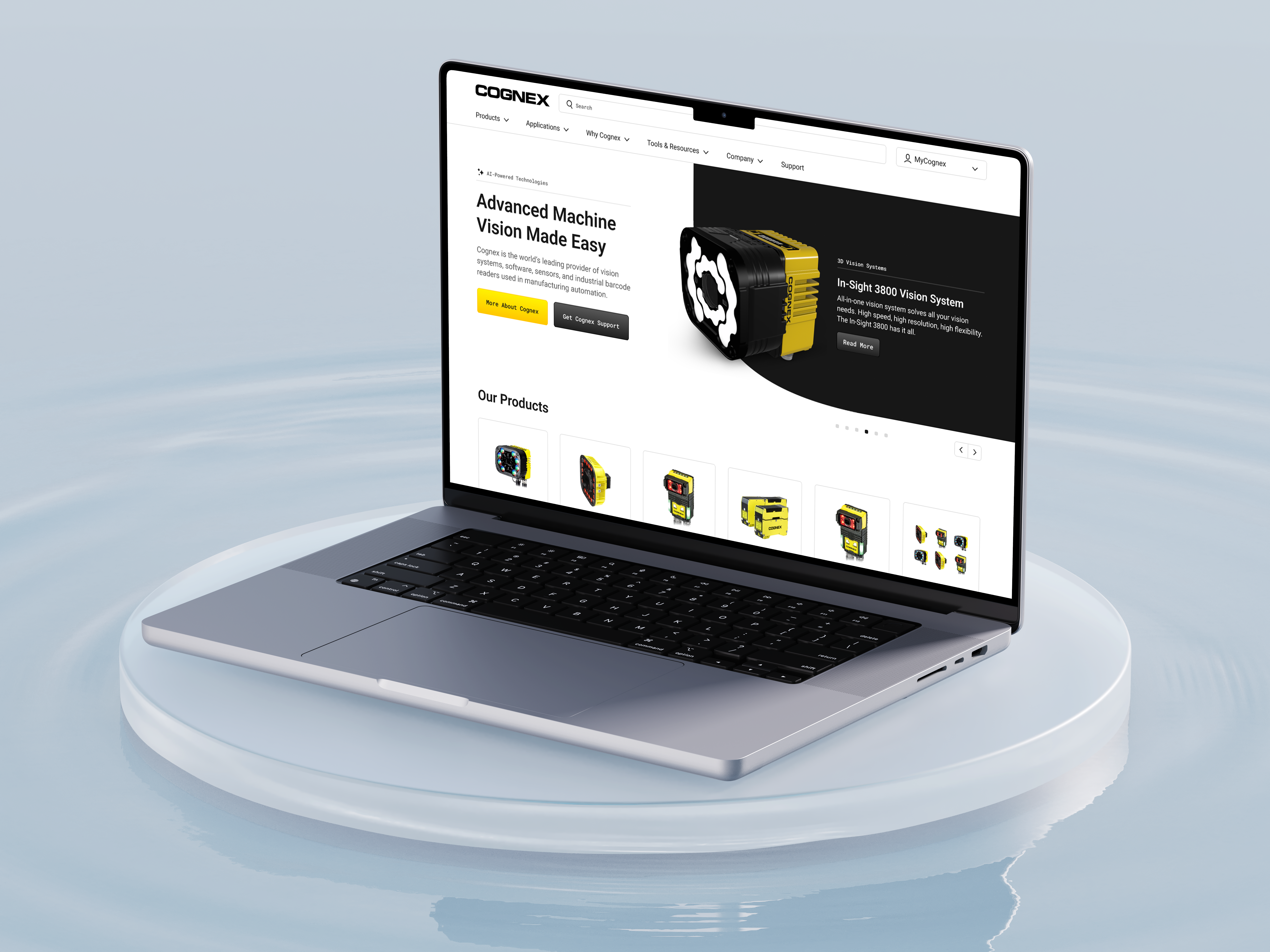 Cognex homepage on MacBook