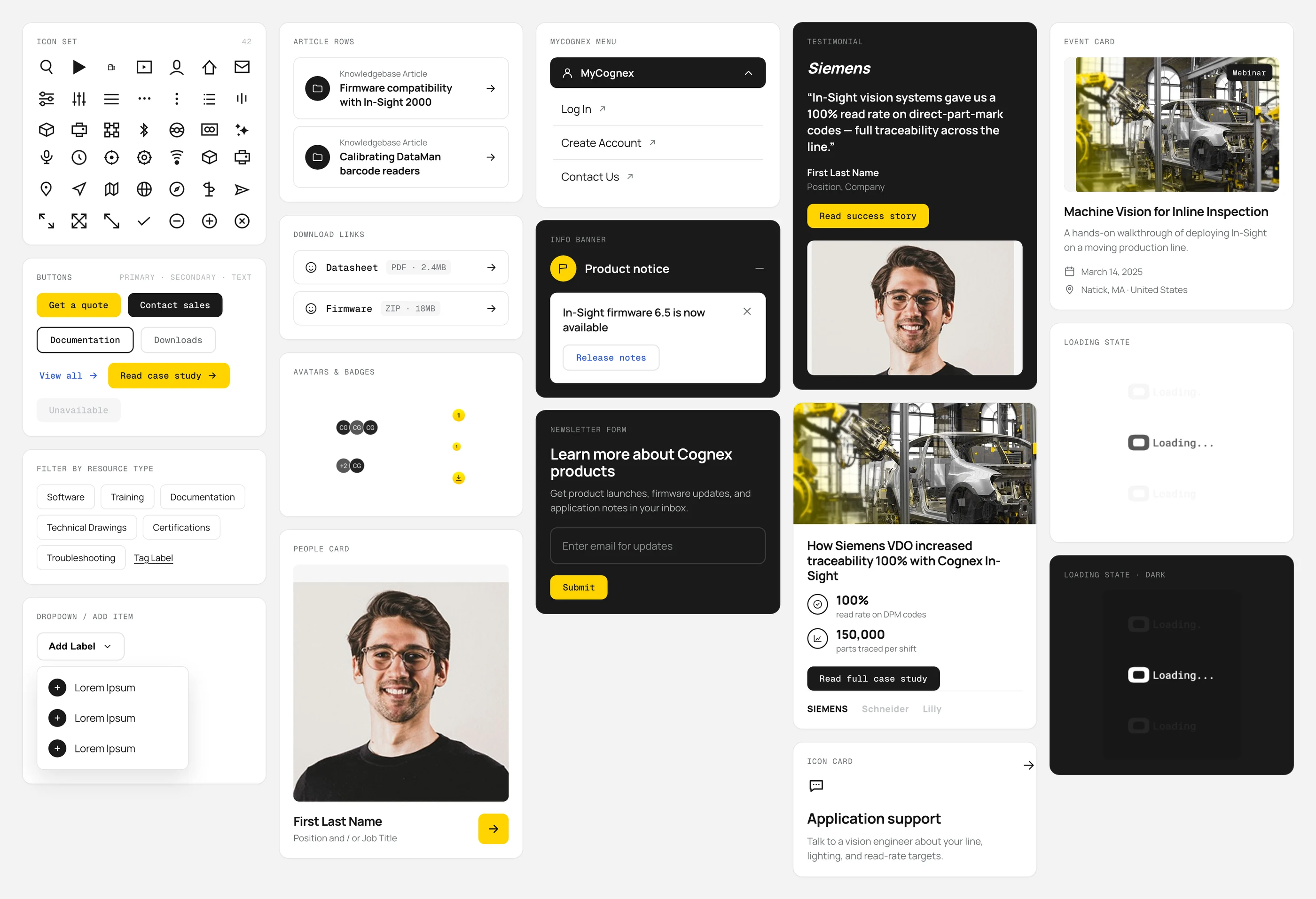 Cognex component library board