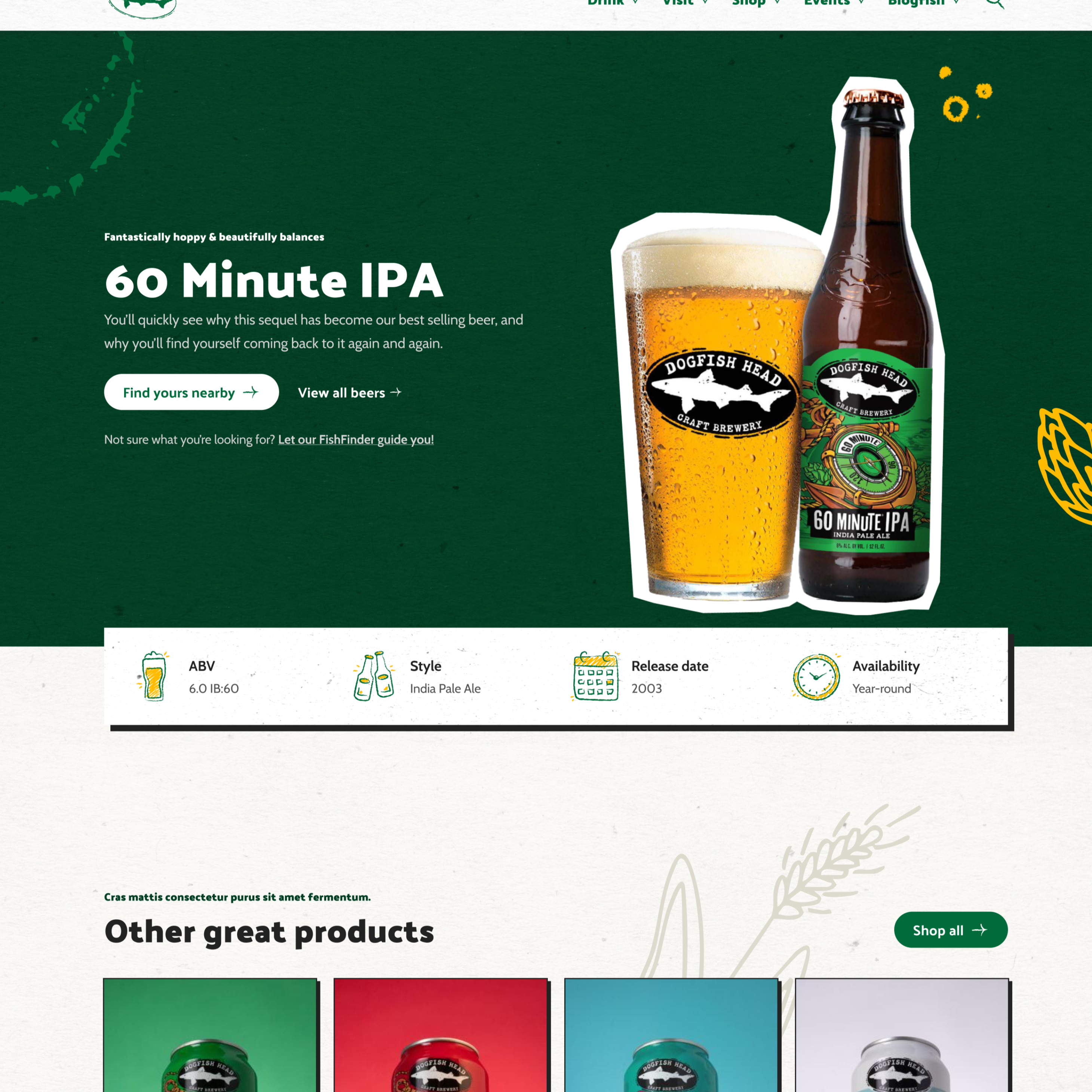 Dogfish Head visual direction exploration — product-forward design
