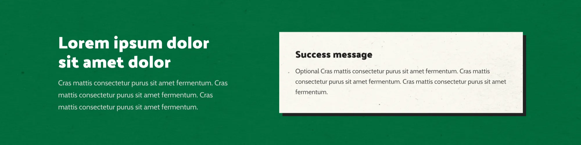 Contact form, success state