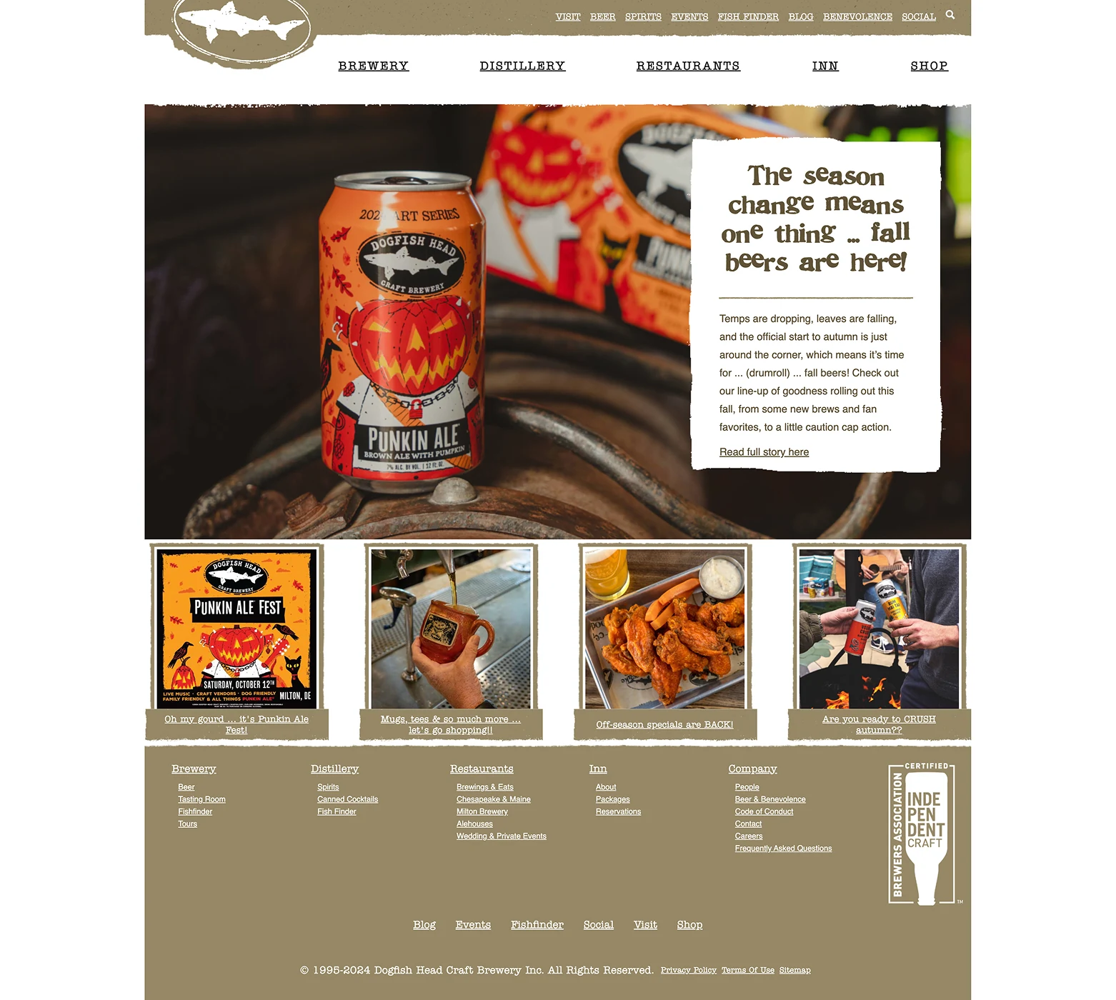 Dogfish Head homepage before redesign