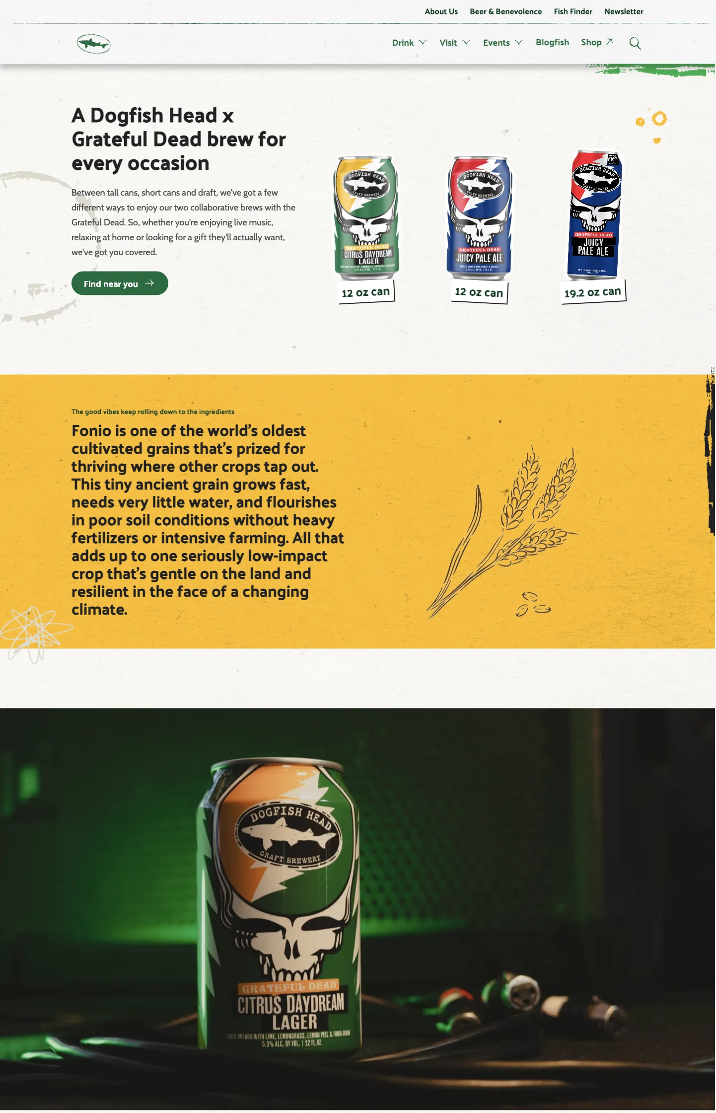 Dogfish Head x Grateful Dead American Beauty collaboration page