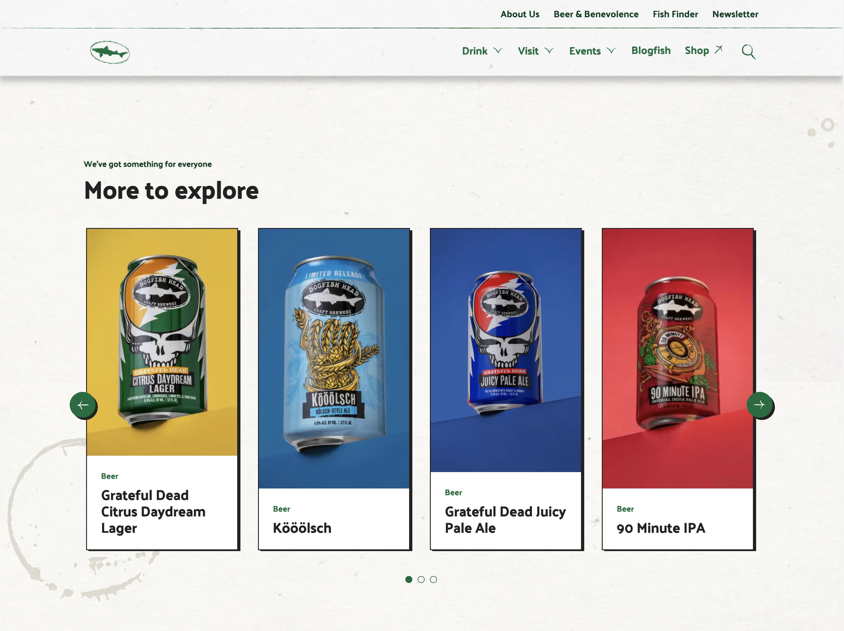 Dogfish Head product family across IPAs, sours, lagers, seasonals