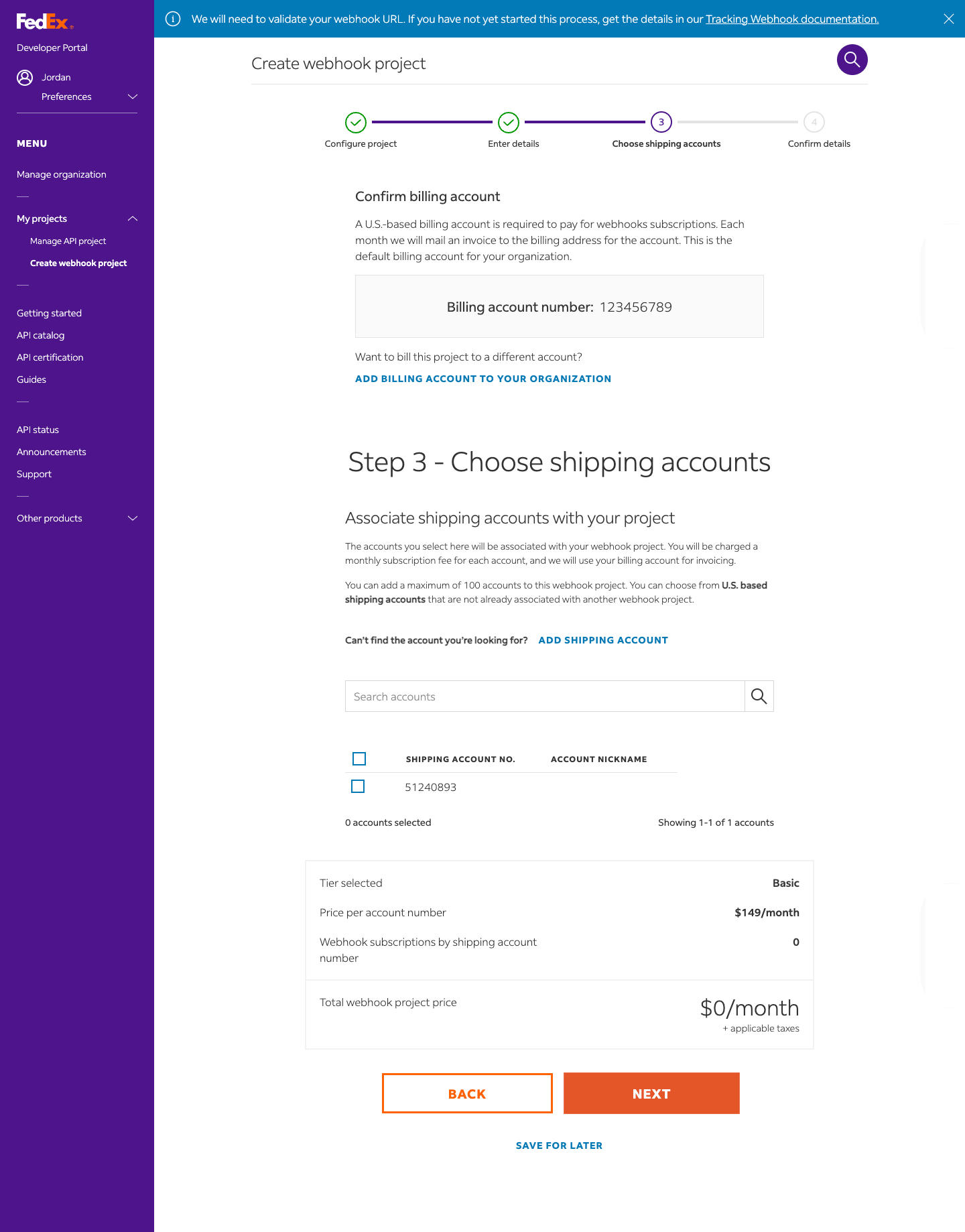Webhook create step 4