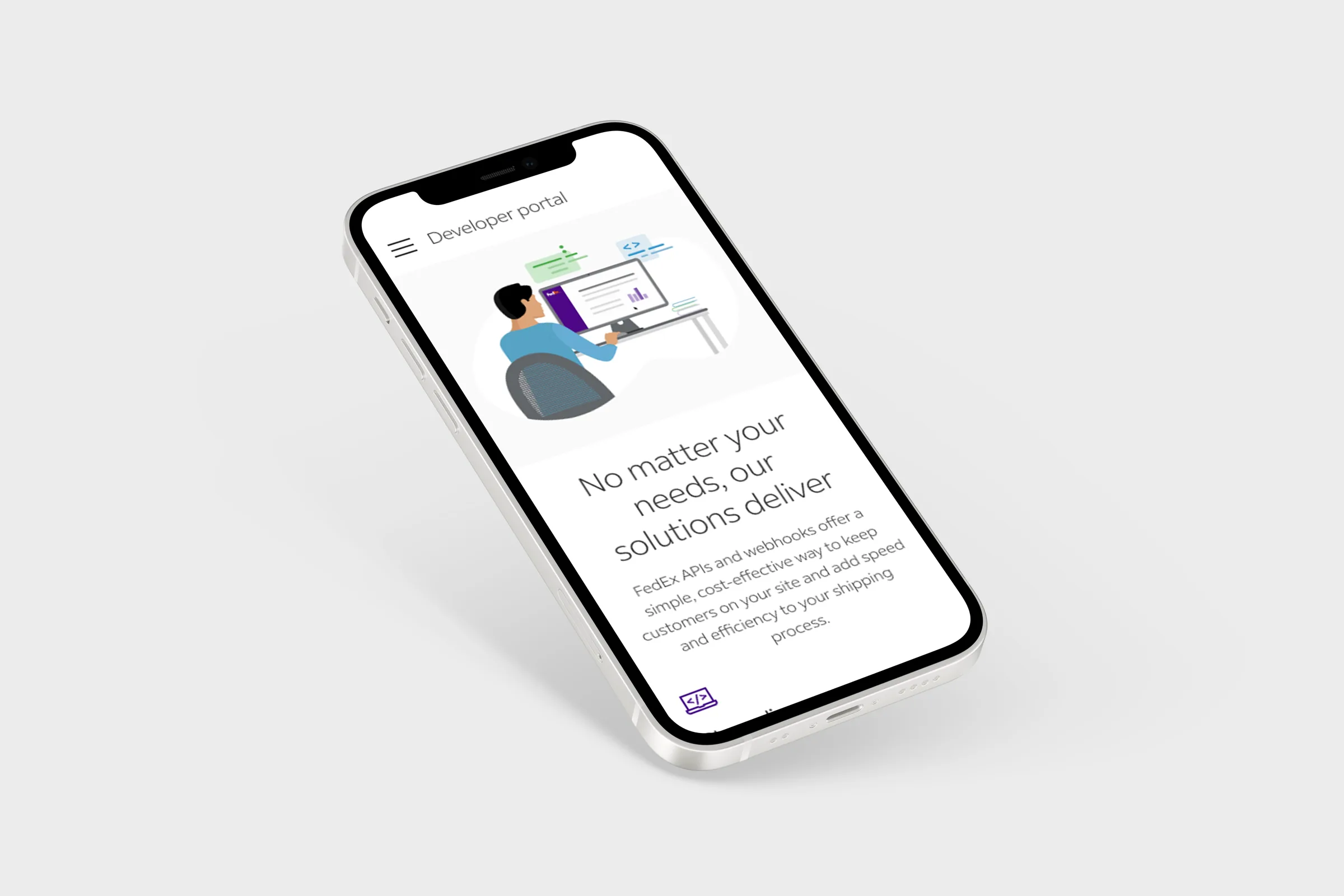 FedEx Developer Portal on an iPhone