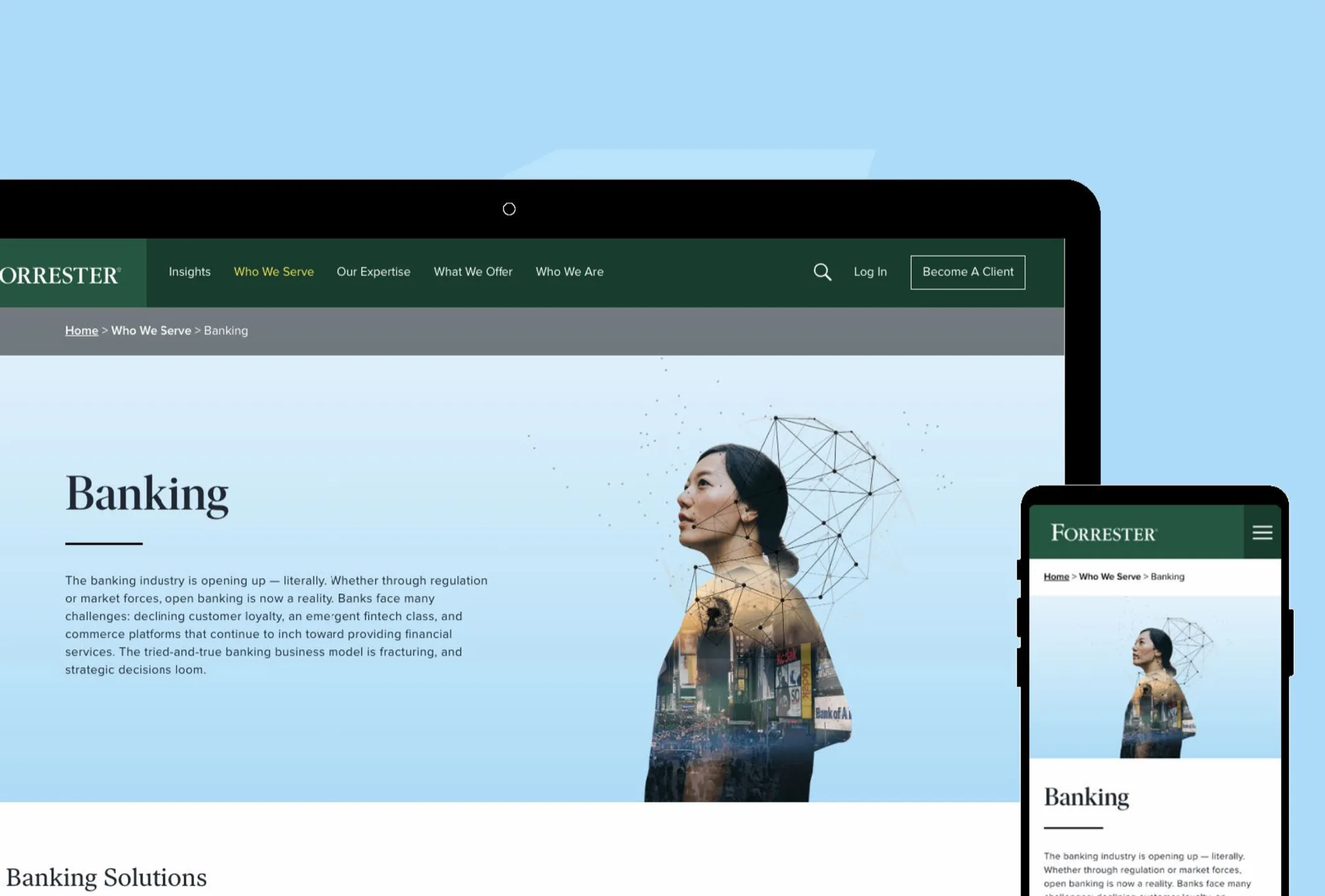 Forrester Research Banking vertical page