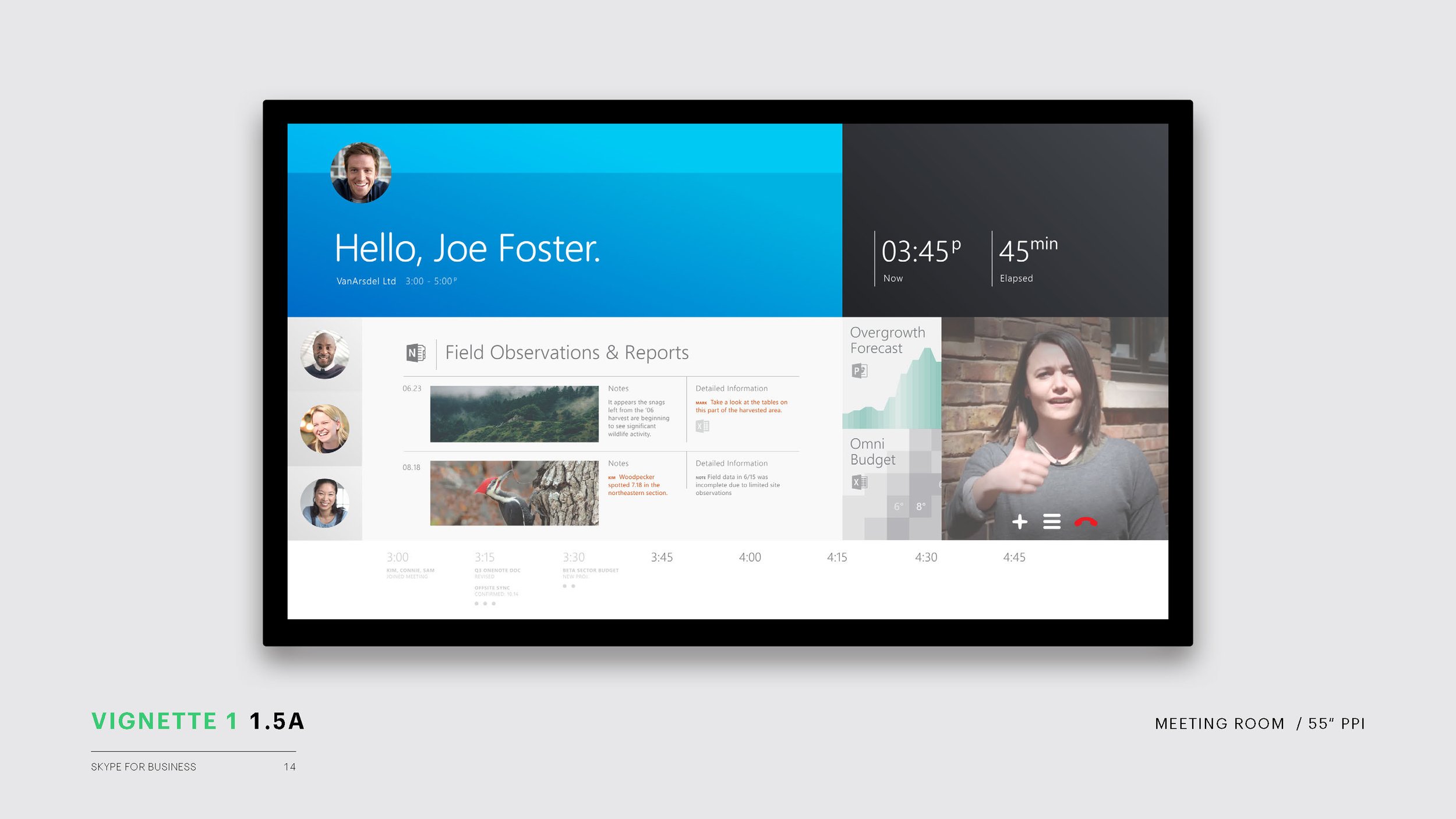 Skype for Business vision concept — enterprise collaboration scenario with multi-device UI
